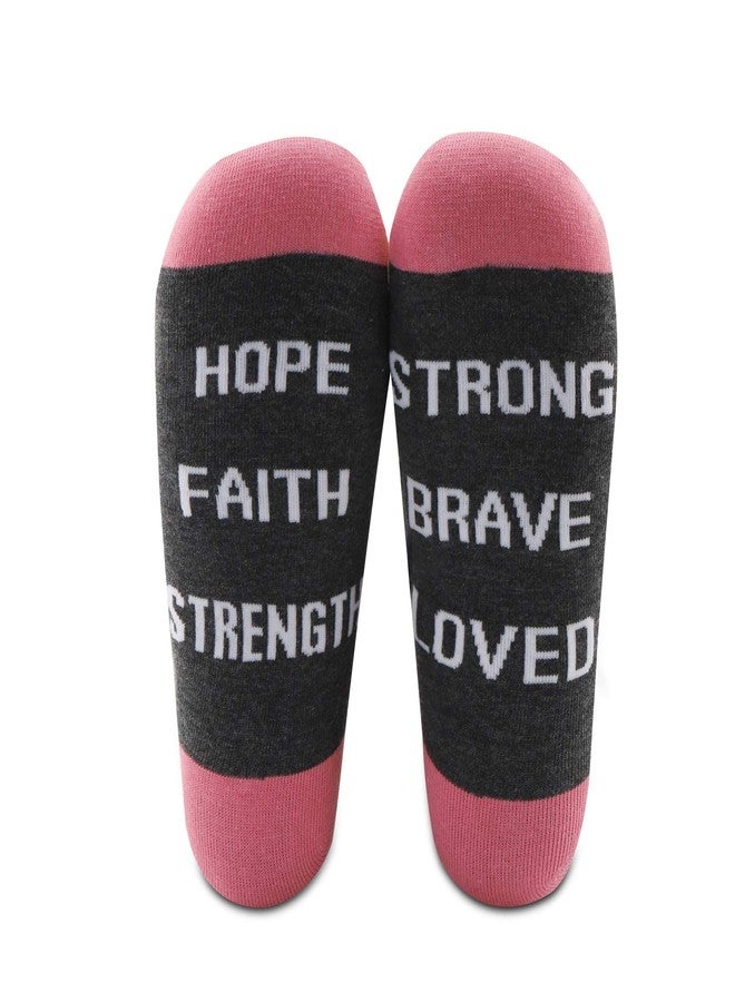 MBMSO Beat Cancer Socks 2 Pairs Breast Cancer Awareness Sock Chemo Patient Gift - Image 1