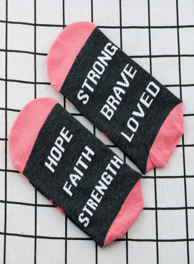 MBMSO Beat Cancer Socks 2 Pairs Breast Cancer Awareness Sock Chemo Patient Gift - Image 5