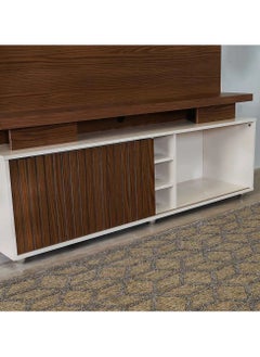 DANUBE HOME Ontario TV Cabinet For Up To 60 Inches TV Entertainment Modern Design Wall Unit Furniture Wooden TV Stand Made in Brazil TV Unit Rack 150x38.5x183.5 cm Teak And Off White  - Image 3