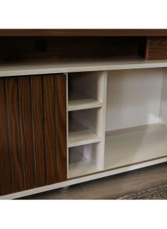 DANUBE HOME Ontario TV Cabinet For Up To 60 Inches TV Entertainment Modern Design Wall Unit Furniture Wooden TV Stand Made in Brazil TV Unit Rack 150x38.5x183.5 cm Teak And Off White  - Image 4