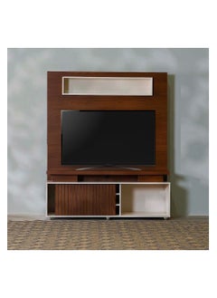 DANUBE HOME Ontario TV Cabinet For Up To 60 Inches TV Entertainment Modern Design Wall Unit Furniture Wooden TV Stand Made in Brazil TV Unit Rack 150x38.5x183.5 cm Teak And Off White  - Image 1
