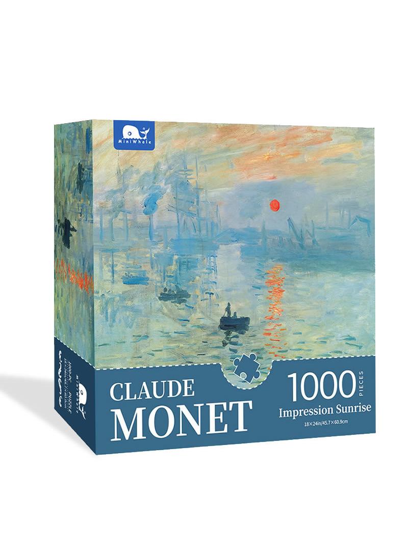 ميني ويل مونيه الألغاز 1000 قطعة من الأعمال الكبار الأطفال انطباع شروق الشمس على نطاق واسع لغز الفن صعبة للغاية للشباب اللوحة الشهيرة هدية لعبة تعليمية للأطفال - Image 1