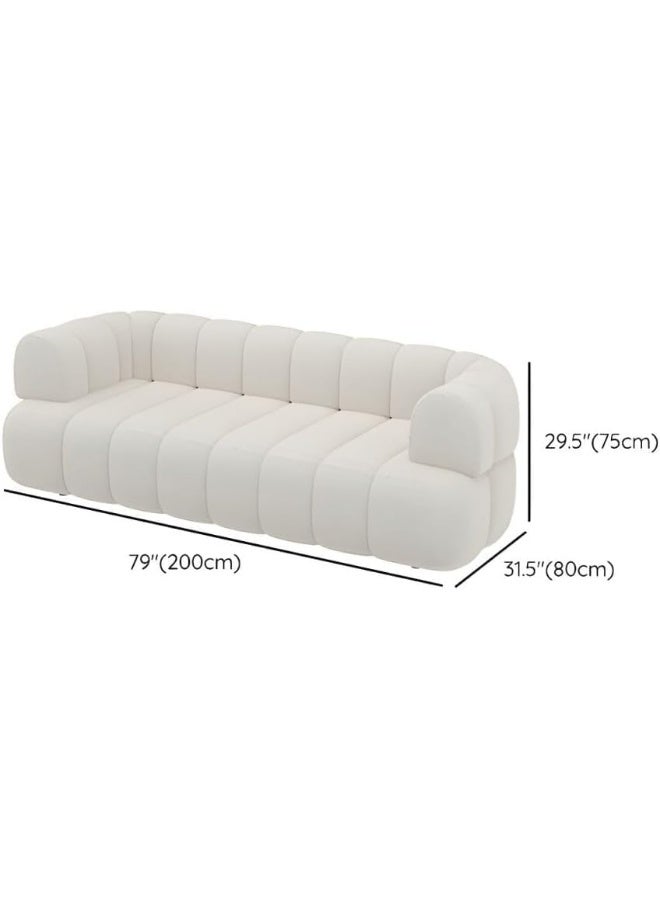 Ripple FURNITURE UAE Homes Wide Contemporary White Sofa with Fabric Pillows, Stationary Seating (3 Seater)  - Image 2