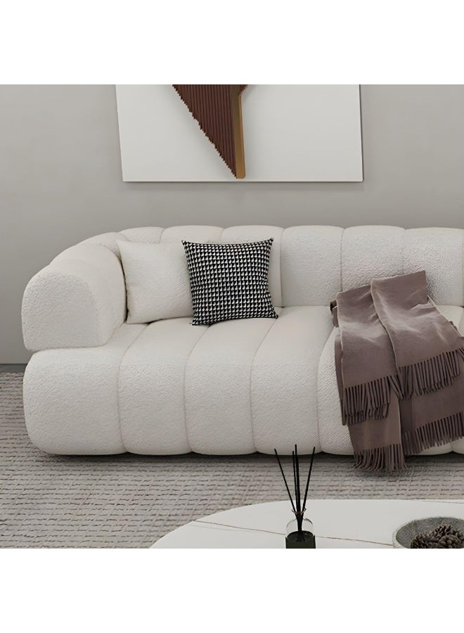Ripple FURNITURE UAE Homes Wide Contemporary White Sofa with Fabric Pillows, Stationary Seating (3 Seater)  - Image 1