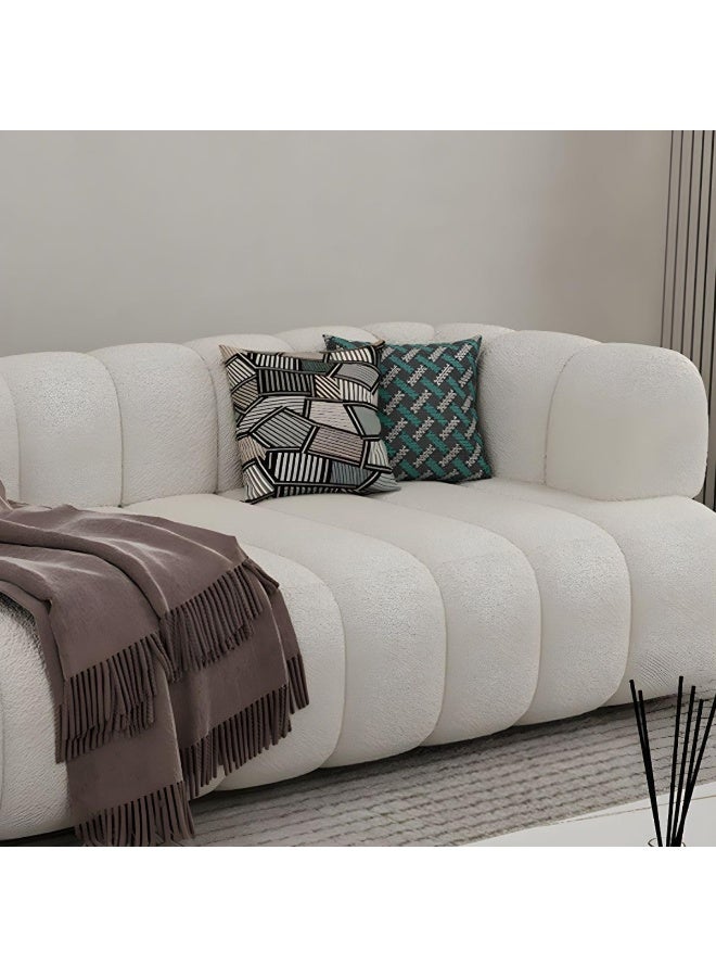 Ripple FURNITURE UAE Homes Wide Contemporary White Sofa with Fabric Pillows, Stationary Seating (3 Seater)  - Image 5