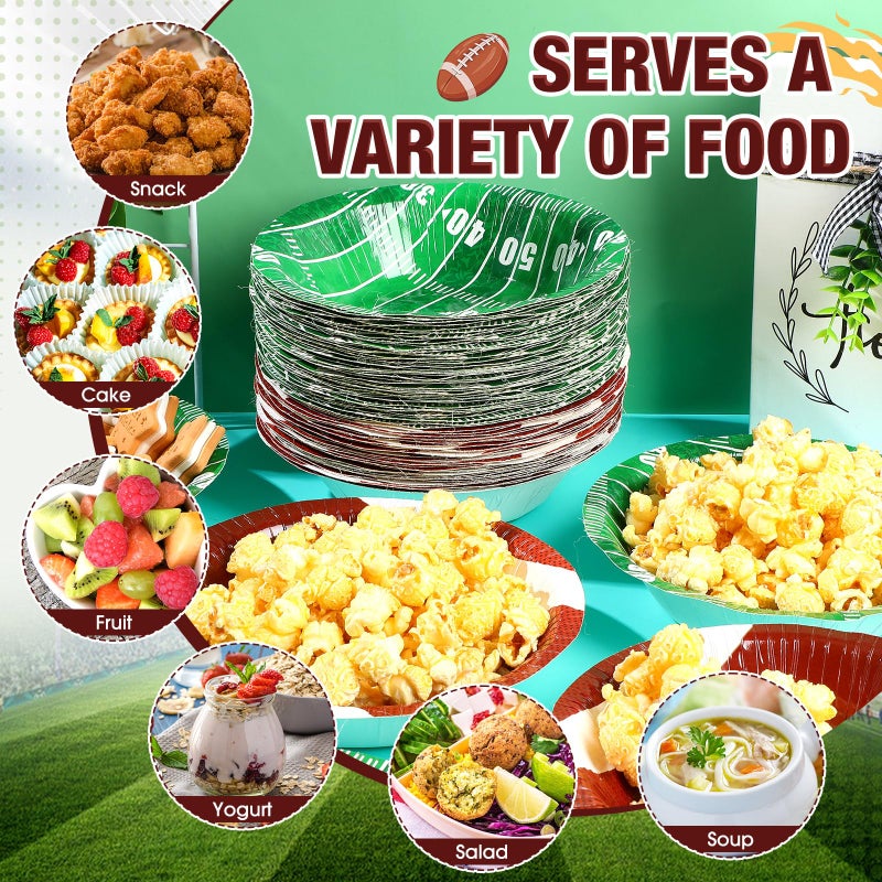 Ziliny 30 Pcs 16 oz Football Paper Bowls Football Party Snack Bowls Supplies for Game Day Hot Cold Soup Salad Dessert Home Cereal Holiday Decoration - Image 4
