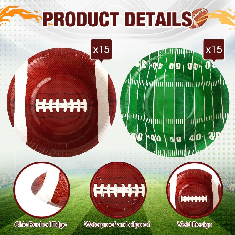 Ziliny 30 Pcs 16 oz Football Paper Bowls Football Party Snack Bowls Supplies for Game Day Hot Cold Soup Salad Dessert Home Cereal Holiday Decoration - Image 3