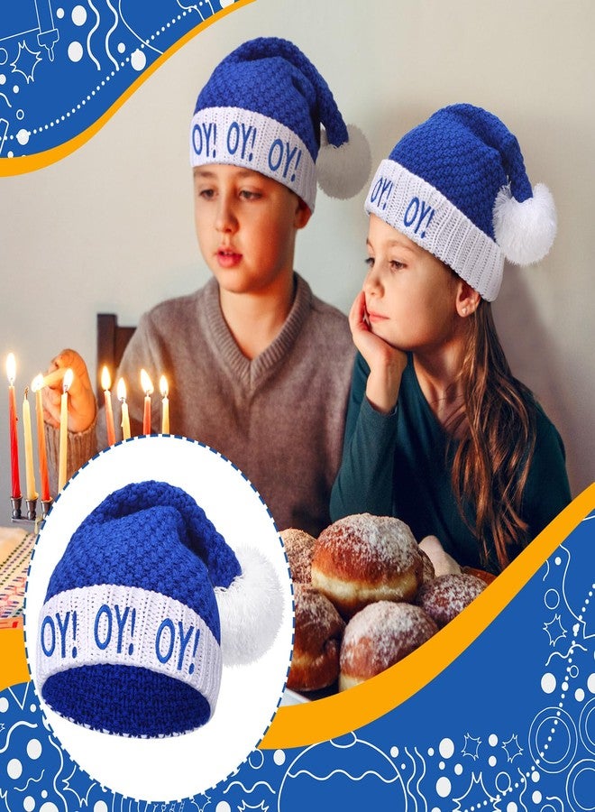 Geyoga Hanukkah Hat, SantaChristmas Blue OY! Xmas Party Hat, Stocking Gift Jewish - Image 4