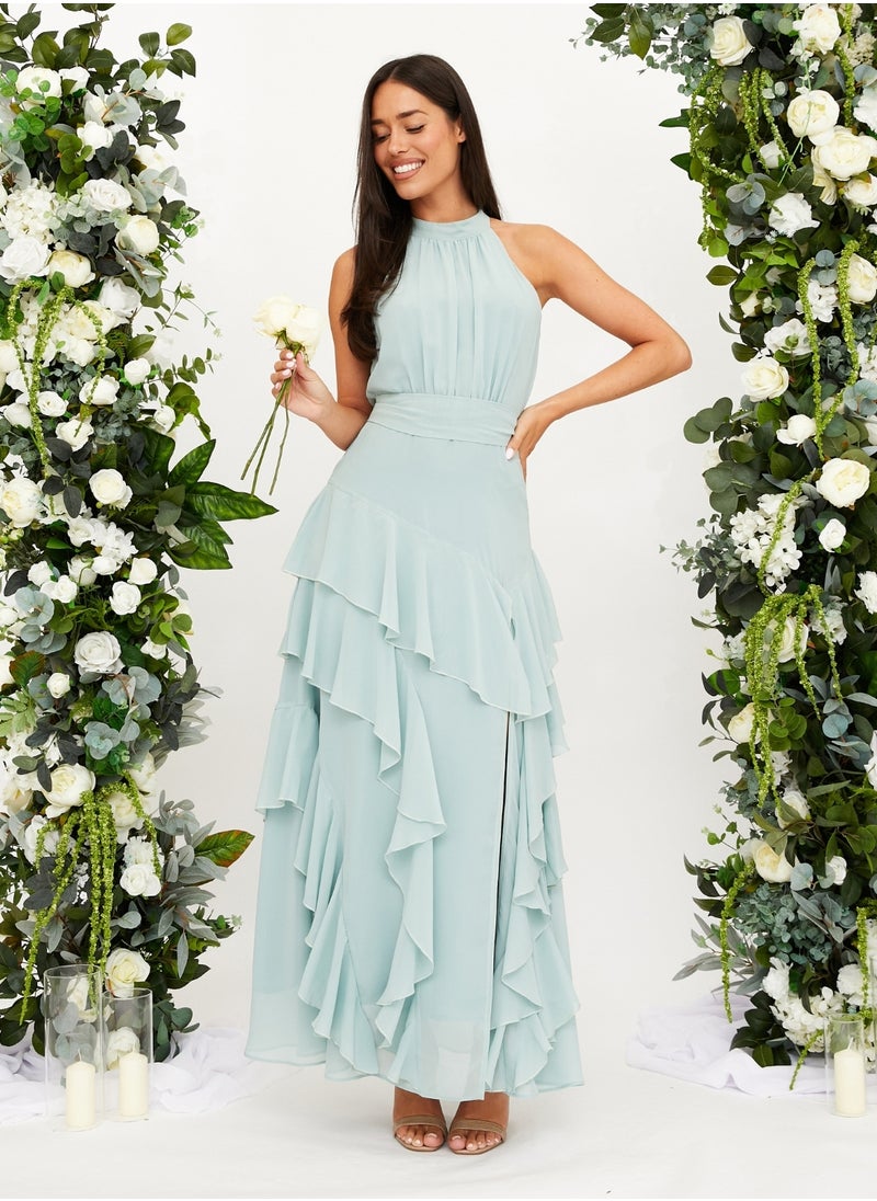 Style Cheat Frill High Neck Maxi Chiffon Dress  - Image 4