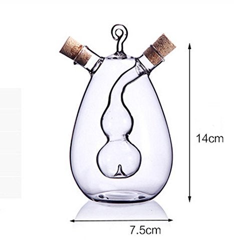 ELETON Kitchen Supplies Cruets Oil Vinegar 2 in 1,Glass Jar, Oil and Vinegar Dispenser - Image 2