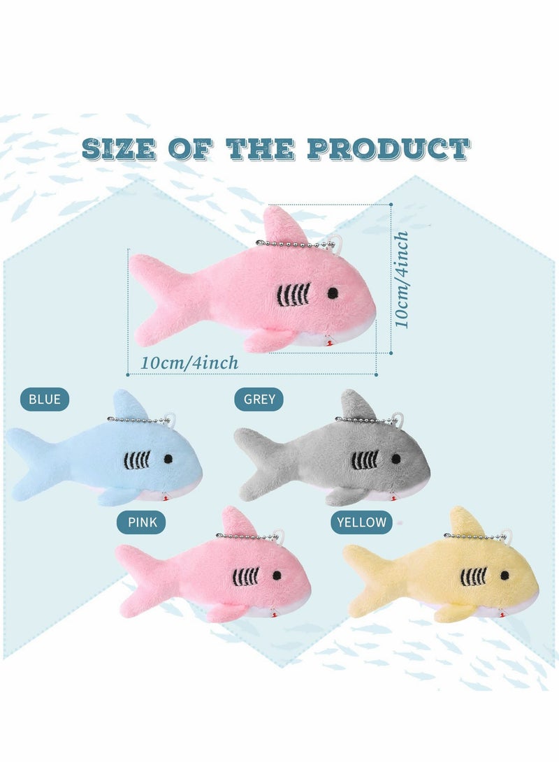 SYOSI 8Pcs Mini Stuffed Animal Soft Shark Plush Toys bulk Tiny Shark Plush Keychain Mini Backpack Keychain On Keychain for Boys Girls Goody Bag Fillers Multicolor  - Image 2