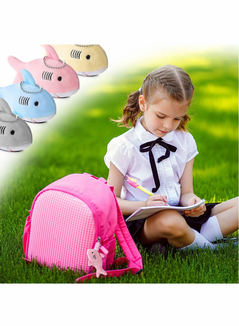 SYOSI 8Pcs Mini Stuffed Animal Soft Shark Plush Toys bulk Tiny Shark Plush Keychain Mini Backpack Keychain On Keychain for Boys Girls Goody Bag Fillers Multicolor  - Image 4