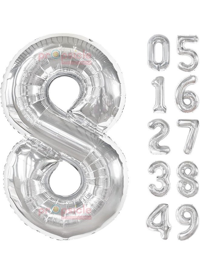 Propsicle - Propsicle 16 inch Birthday Foil 8 Number Helium Balloon Party Decoration Silver Pack of 1 | 8 Year No. Balloons Birthday/Anniversary | Eight Number - Image 1