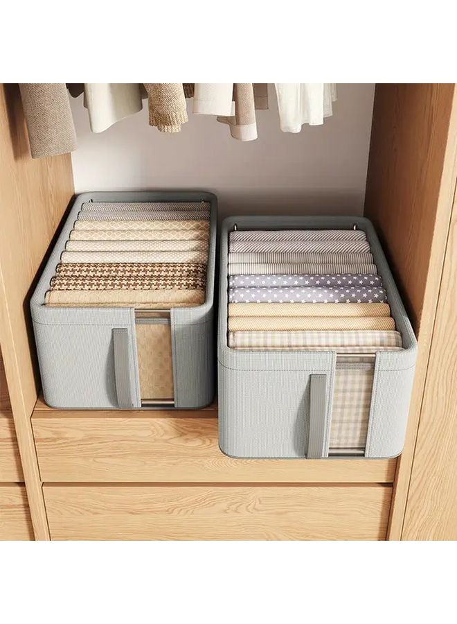 Large Foldable Linen Storage Bin With Clear Window And Handle Beige Color - Image 5