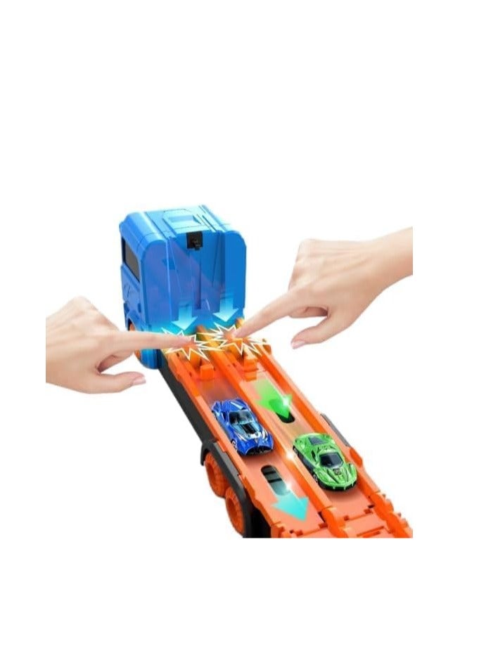 لعبة مسار سيارات السباق مع فتحات ومسارات سباق قابلة للطي مع 6 سيارات ناقلة سيارات تخزين سيارات بطول 1.64 متر للأطفال من عمر 3 إلى 8 سنوات - Image 5