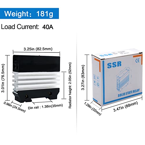 LCLCTC Din Rail Solid State Relay with Heat Sink - DC to AC (3-32V DC Input, 24-480V AC Output), 40A SSR - Image 4