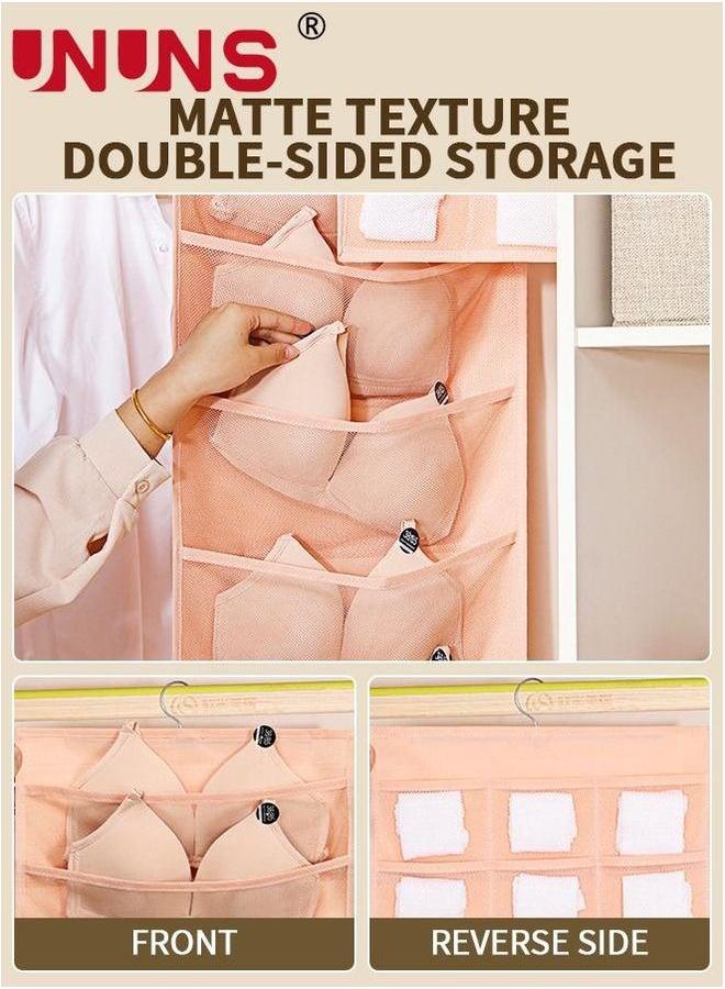 UNUNS Hanging Closet Organizer,3 Pack Dual-Sided Organizer With Metal Hanger,Wardrobe Mesh Pockets Storage Bag For Underwear,Stocking,Bra And Sock - Image 4