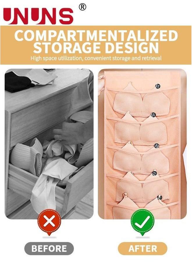 UNUNS Hanging Closet Organizer,3 Pack Dual-Sided Organizer With Metal Hanger,Wardrobe Mesh Pockets Storage Bag For Underwear,Stocking,Bra And Sock - Image 5