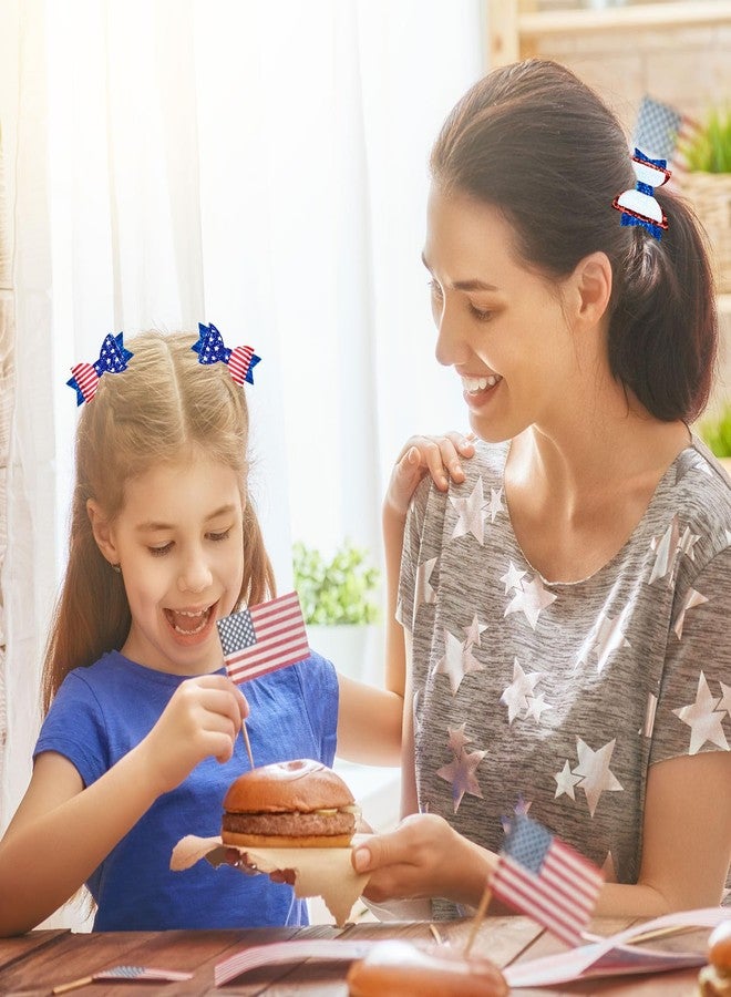 وولاين مجموعة مشابك شعر Whaline للاحتفال بيوم الاستقلال الأمريكي، 6 قطع، مزينة بفيونكات لامعة على شكل العلم الأمريكي، ودبابيس شعر وطنية مزينة بالنجوم والخطوط، إكسسوارات شعر للبنات والسيدات، مناسبة ليوم الاستقلال ويوم الذكرى. - Image 4