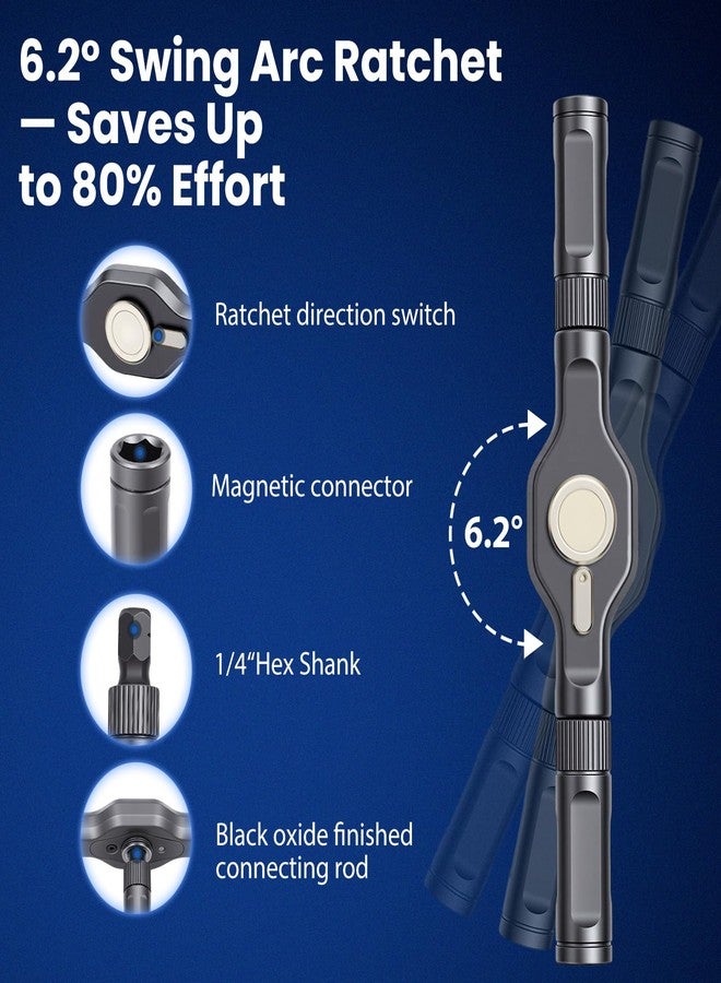 DikTalk 42Pcs Magnetic Ratchet Screwdriver Set with T-Handle&Magnetic Booster,6.2°Precision Gear&Extended Lever Handle,Multi-Bit Screwdriver Kit with 40 Bits&Portable Case for DIY,Home Appliances&Home Repair - Image 2