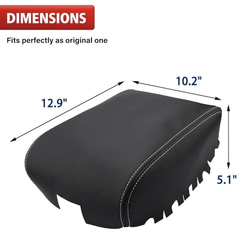 KBH Center Console Cover Replacement for Infiniti QX60 / JX35 & Nissan Pathfinder 2013-2020, Vinyl Leather, Car Armrest Upholstery, Anti-Scratch, Black-Gray Stitch - Image 5