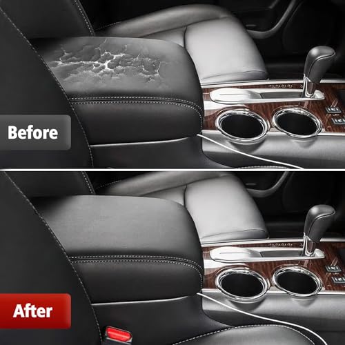 KBH Center Console Cover Replacement for Infiniti QX60 / JX35 & Nissan Pathfinder 2013-2020, Vinyl Leather, Car Armrest Upholstery, Anti-Scratch, Black-Gray Stitch - Image 4
