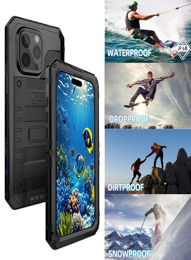Marrkey Waterproof Case for iPhone 16 Pro Max, Heavy Duty Durable Metal Full Body Built-in Screen Protection Case Shockproof Dustproof Rugged Military Grade Defender for iPhone 16 Pro Max - Black - Image 4
