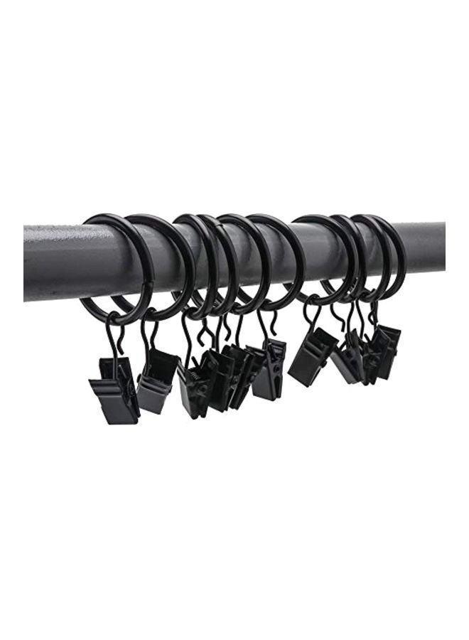 NIBEMINENT 40-Piece Metal Curtain Rings With Clips Black 3.9x2x3.2inch - Image 5