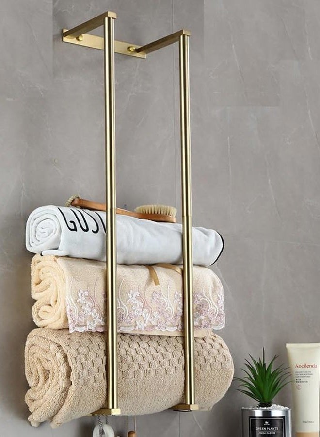 YWHWLX Bathroom Towel Rack for Rolled Towels, Wall Mounted Towel Storage Rack for Bathroom Organization, Stainless Steel Towel Storage Holder Can Holds Up to 6 Large Bath Towels (Gold) - Image 1
