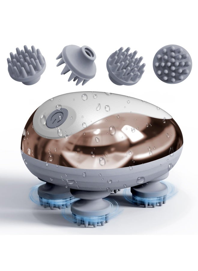 Electric Scalp Massager, Head Massager for Hair Growth and Stress Relax, Handheld Portable Scalp Brush and Scrubber, Head Scratcher with 96 Kneading Nodes, Dog and Cat Massager(White) - Image 1