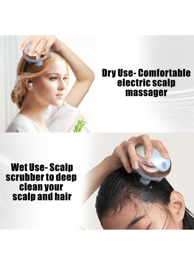 Electric Scalp Massager, Head Massager for Hair Growth and Stress Relax, Handheld Portable Scalp Brush and Scrubber, Head Scratcher with 96 Kneading Nodes, Dog and Cat Massager(White) - Image 3