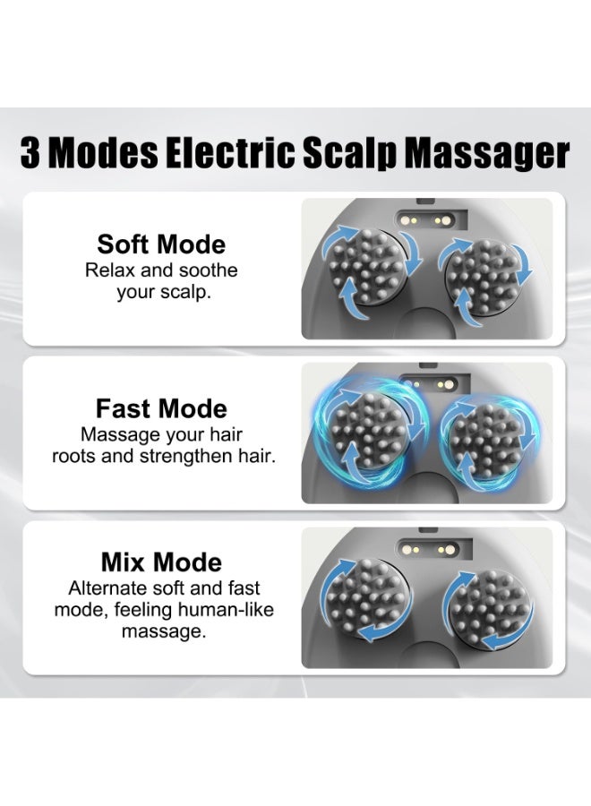 Electric Scalp Massager, Head Massager for Hair Growth and Stress Relax, Handheld Portable Scalp Brush and Scrubber, Head Scratcher with 96 Kneading Nodes, Dog and Cat Massager(White) - Image 2