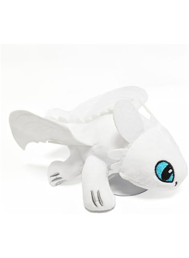 ﻿Toothless Dragon Car Accessory, Little Dragon Doll,Black and White Double Evil Spirit Doll with Suction Cup, Helmet, car, Motorcycle roof sunroof Decoration (White-Sucker - 7.8 INCH)  - Image 1