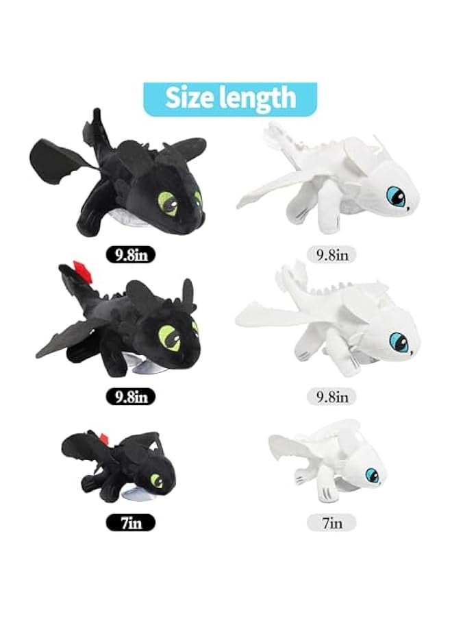 ﻿Toothless Dragon Car Accessory, Little Dragon Doll,Black and White Double Evil Spirit Doll with Suction Cup, Helmet, car, Motorcycle roof sunroof Decoration (White-Sucker - 7.8 INCH)  - Image 2