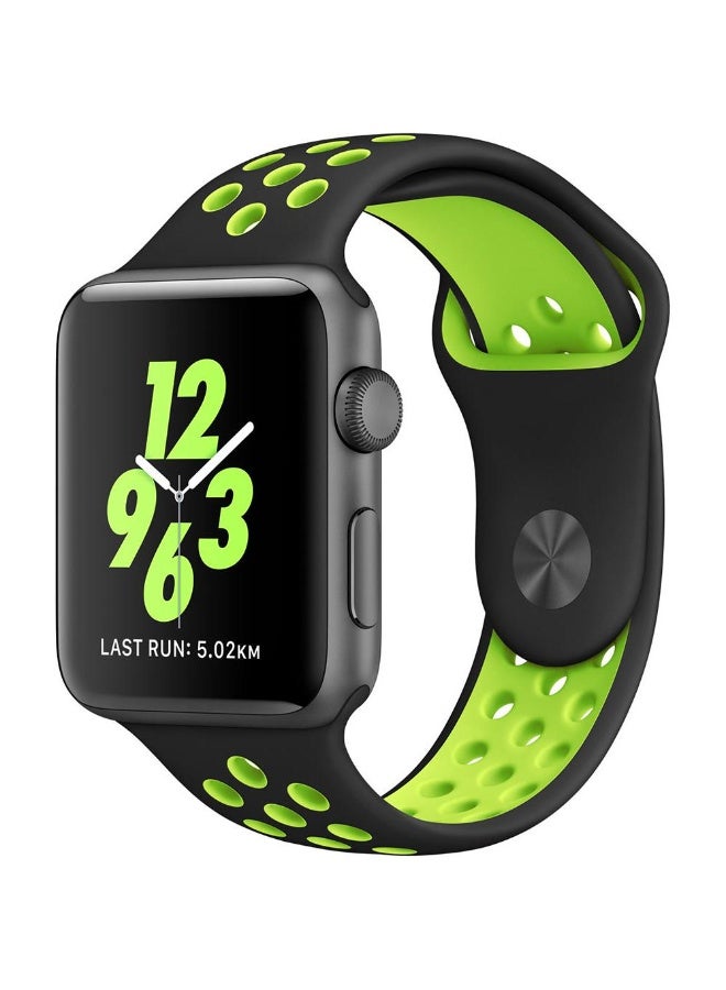 Silicone Sport Strap for Apple Watch – Fits 42mm/44mm/45mm/46mm/49mm – Black/Green - Image 2