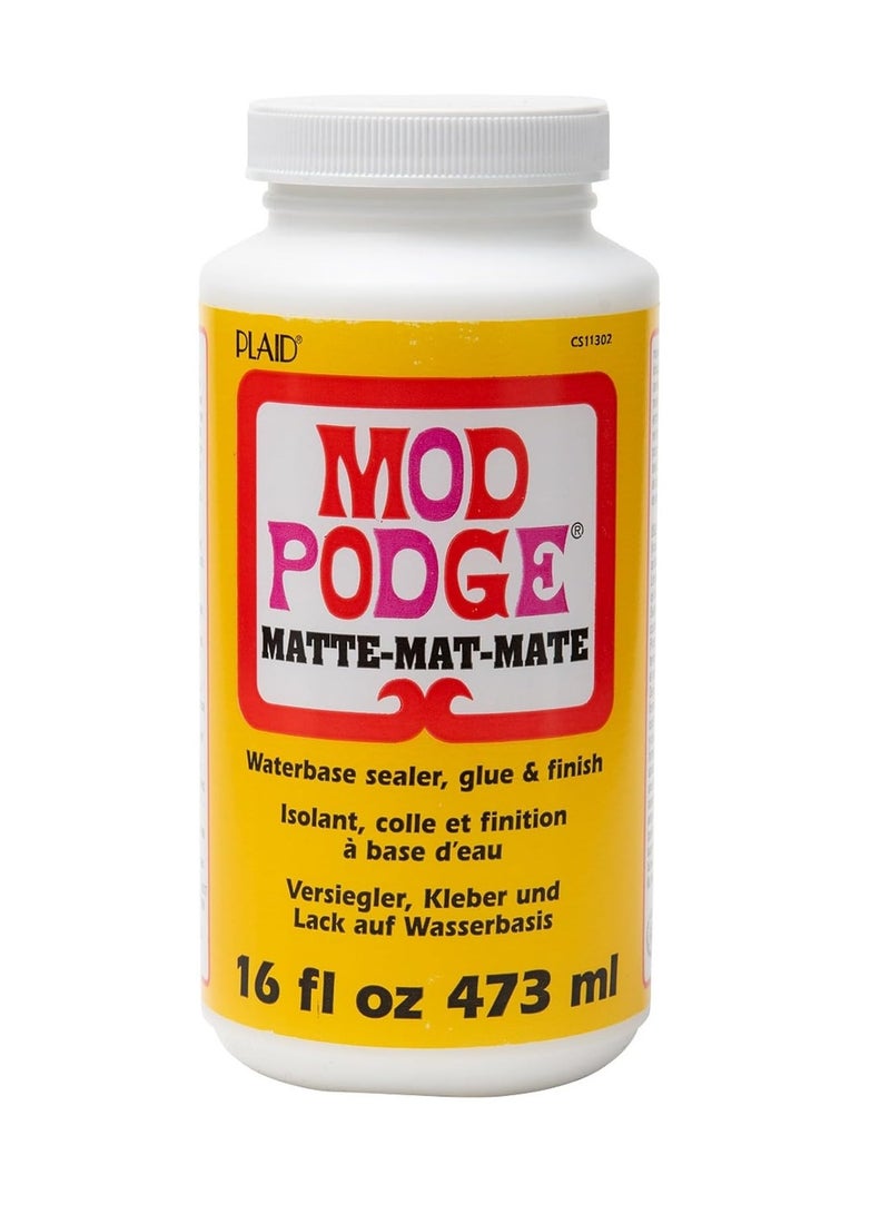 Mod Podge Mod Podge Matte Sealer, Glue & Finish: All-in-One Craft Solution- Quick Dry, Easy Clean, for Wood, Paper, Fabric & More. Non-Toxic - Craft with Confidence, Made in USA, 16 oz., Pack of 1  - Image 1