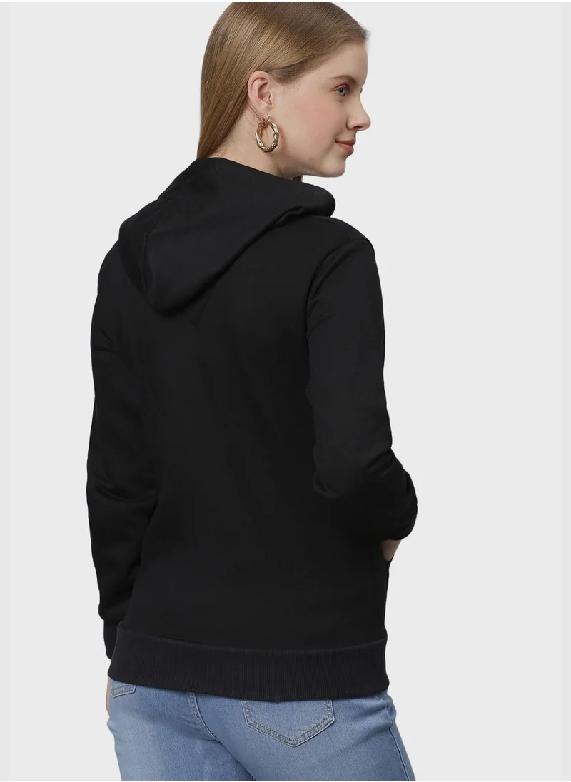 Campus Sutra Front Pocket Printed Hoodie
