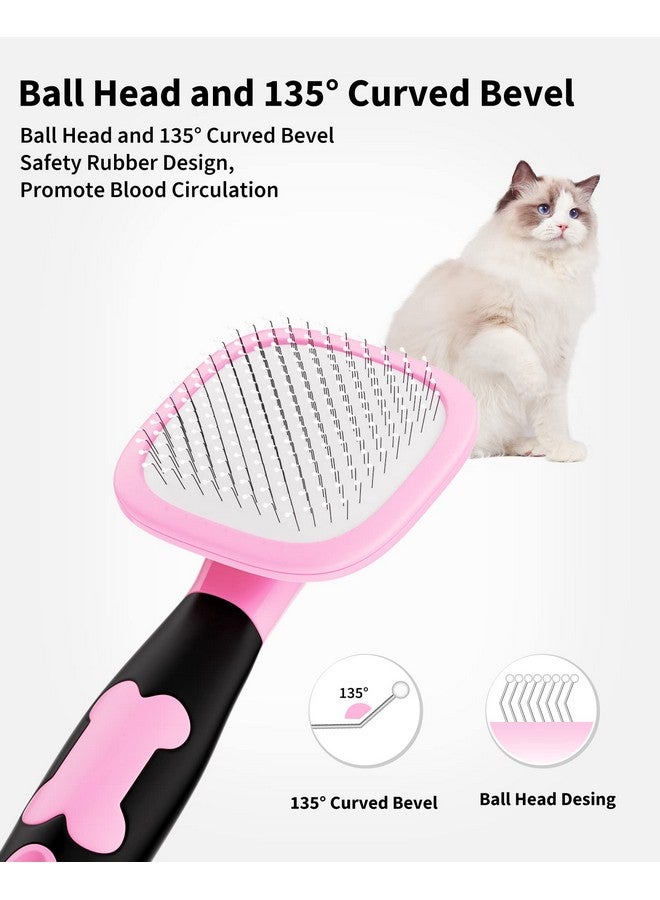 Glendan Dog Brush & Cat Brush Slicker Pet Grooming Brush Shedding Grooming Tools(Pink) - Image 2