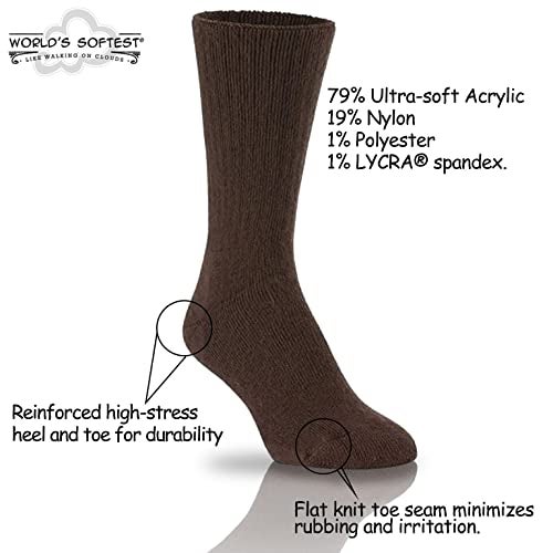 World's Softest Men's/Women's Classic Collection Crew Socks,Chocolate,Large - Image 5