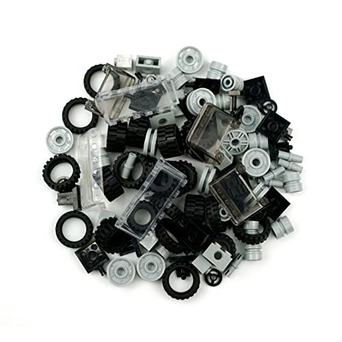Pamvava Wheels and Axles Sets Tires 102 Car Parts and Pieces Windshield Steering Wheel Chassis Bricks Educational Toys - Image 5