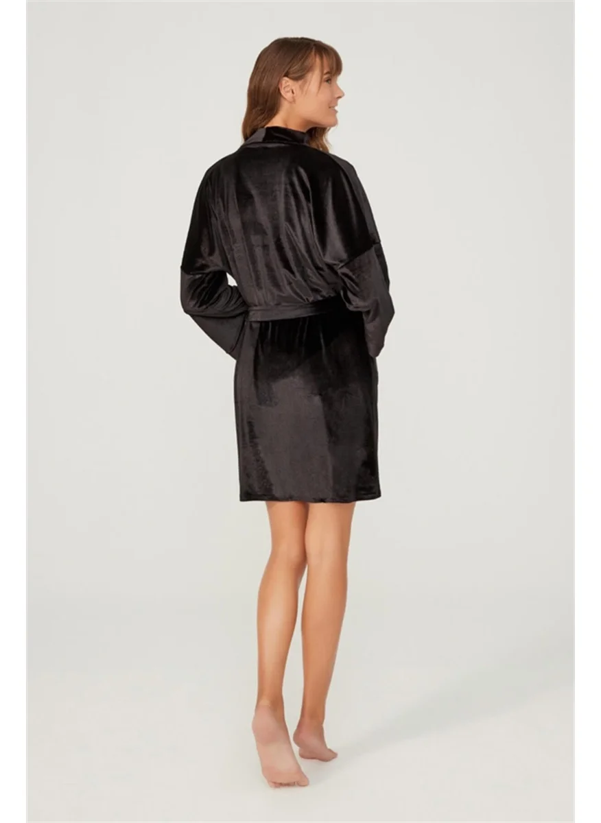 كوتن هيل Black Velvet Women's Dressing Gown