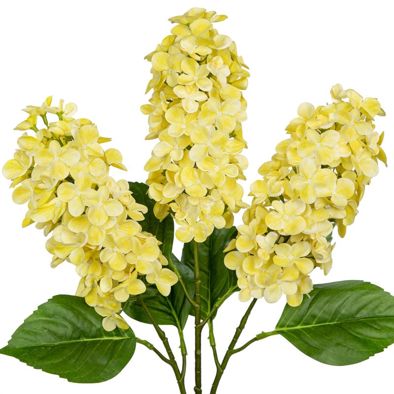 Arborus Artificial Hydrangea Flowers Real Touch 3PCS 248 Faux Cone Hydrangea Stems for Tall Vases Home Dcor Wedding Centerpieces Floral Arrangements Butter Yellow - Image 2