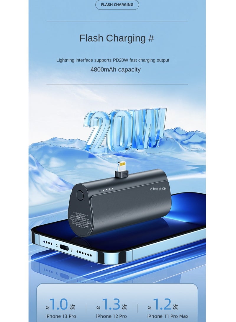 Rock 4800mAh Mini Power Bank,20W PD Quick Charge Portable Charger Battery Pack Compatible with iPhone 13/13 Pro/13 Pro Max /12/12 Pro/12 Pro Max/11 Pro/XR/X/8/7/6/Plus etc. (Black) - Image 3