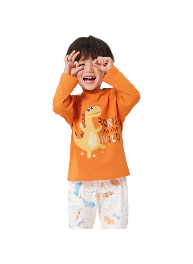YUZHAOLIN Children'S Pajamas Spring Boys Cotton Home Wear Set Big Kids Clothing Cute Little Dinosaur - Image 1