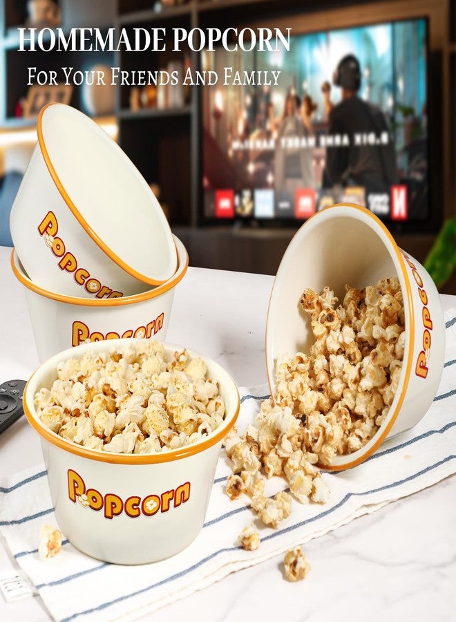 Webake 1.2 Quart Enamelware Popcorn Bowls for Family Movie Night, White Retro Snack Bowls Popcorn Serving Bowl Gift Set of 4 - Image 3