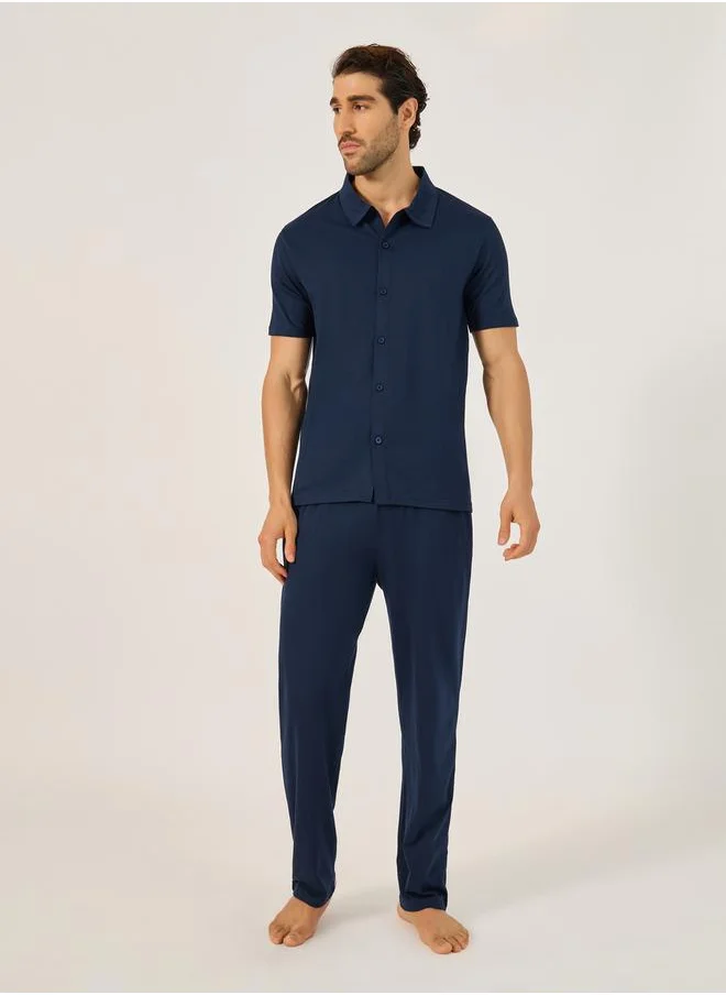 ستايلي Solid Shirt and Pyjama Nightwear Set