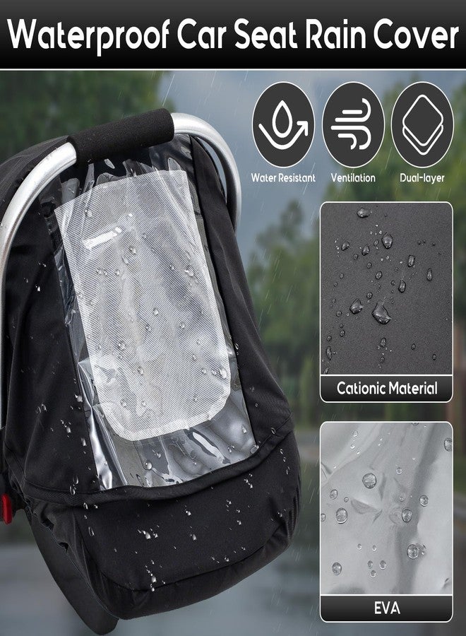 Kaseeous Waterproof Baby Car Seat Cover, Car Seat Rain Cover with Clear Window & Breathable Mesh, Universal Baby Carrier Cover with Support Rod to Prevent Collapse, Lightweight Weather Shield with Storage Bag - Image 2
