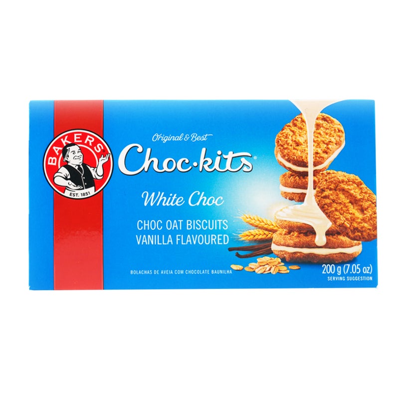 Bakers Choc-Kits Biscuits, White Chocolate - 200g, South Africa - Image 2