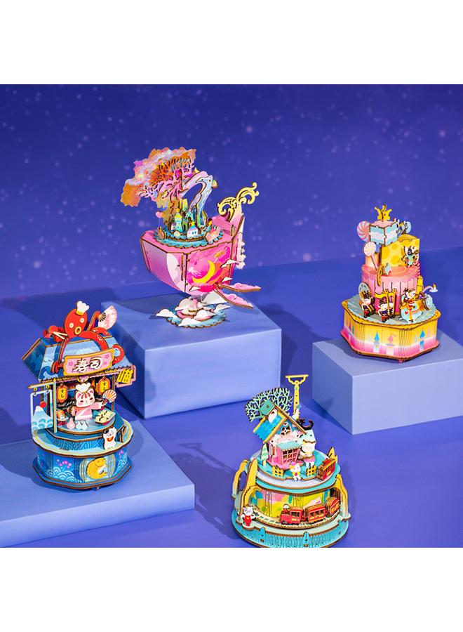 Bluejw Ruostate New Five Generation Music Box Wooden Handmade Assembled DIY Mechanical Rotating Music Box Creative Girl Gift - Image 3