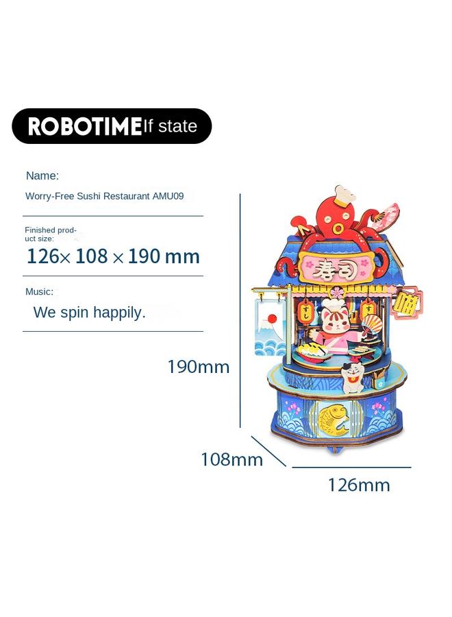 Bluejw Ruostate New Five Generation Music Box Wooden Handmade Assembled DIY Mechanical Rotating Music Box Creative Girl Gift - Image 1